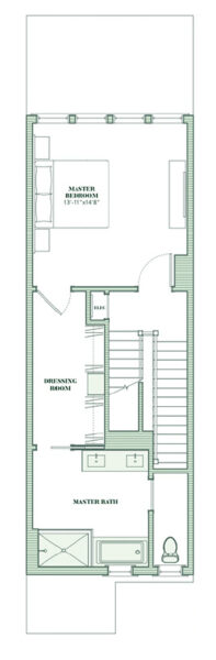Floor plan of a master suite featuring a bedroom, dressing room, master bath with double sinks, shower, tub, and toilet, plus closets and a staircase—perfect inspiration for places to stay Hamptons or NY resorts.